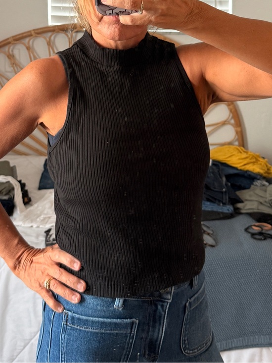 Old Navy Tops - 2 Sleeveless : A Black and A White Ribbed Mock Neck Tank Top